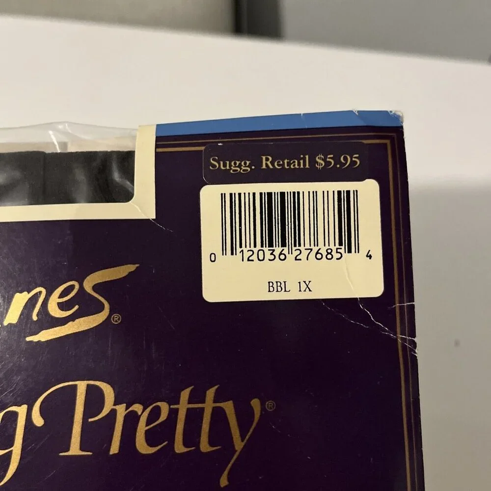 Vintage Hanes Fitting Pretty Control Top Pantyhose Queen Barely Black 1X